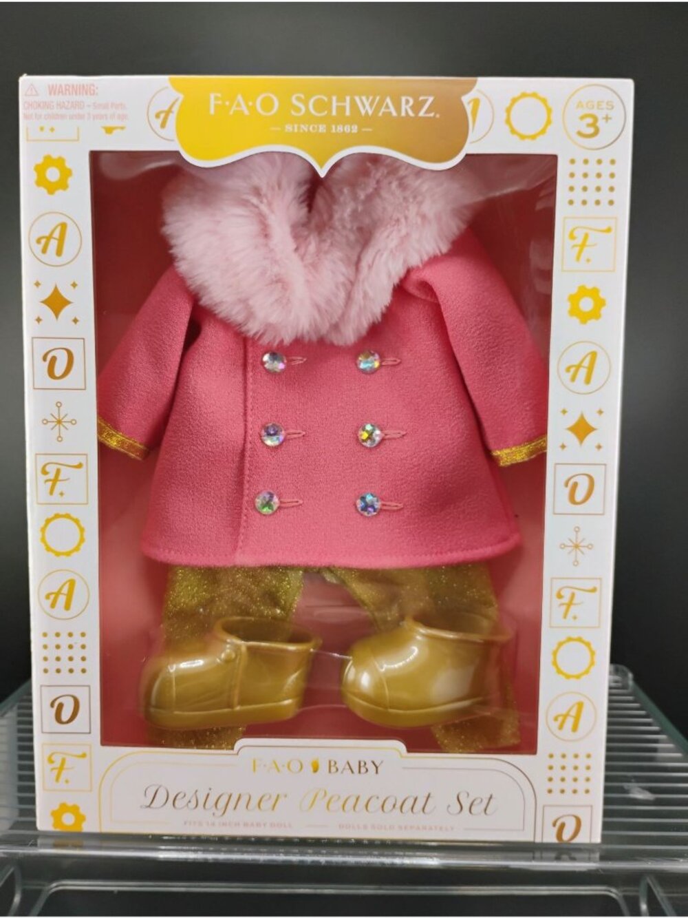 FAO Schwarz Baby Designer Peacoat Set Pink Fits 14-Inch Dolls